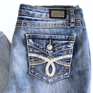 Earl Jeans Women’s Size 8 Straight Leg•Embroidered•Medium/Light Wash Denim EUC